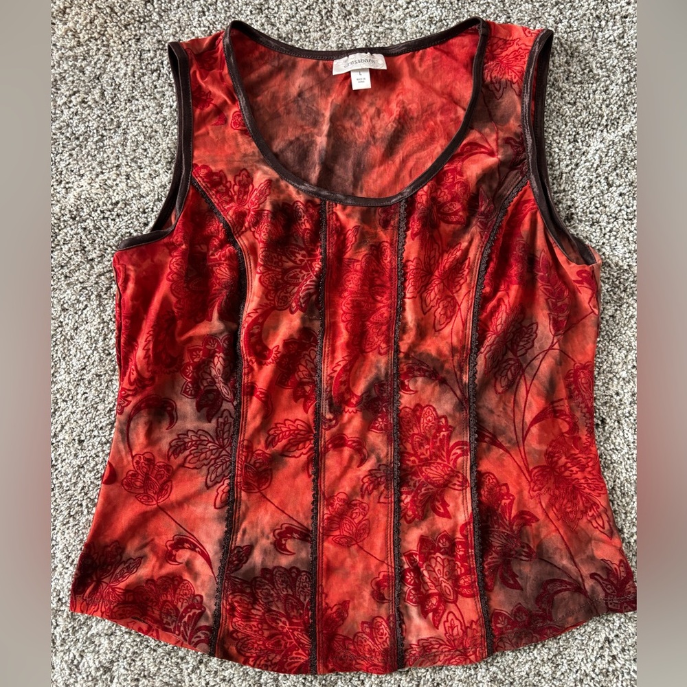 Vintage Dressbarn Velvet Floral Burnout Blouse